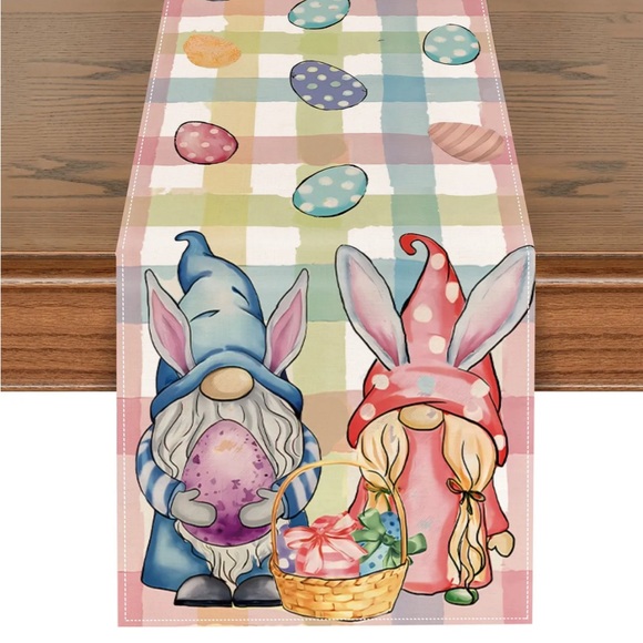 New Buffalo Plaid Gnome Egg spring Table Runner Easter Theme Table Decoration - Picture 1 of 5